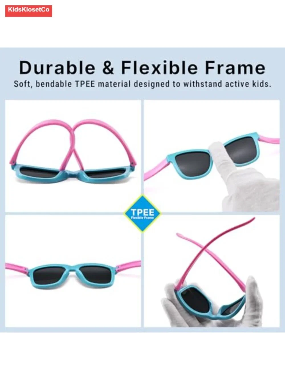 Kids Polarized Sunglasses Flexible TPEE Frame UV400 Protection for Ages 3-10